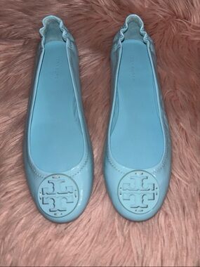 Tory Burch Baby Blue Patent Reva Ballet Flats